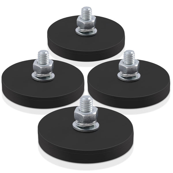 4Pcs Rubber Coated Magnets, 30LBS Bolt on Magnets with M6 Threaded Studs