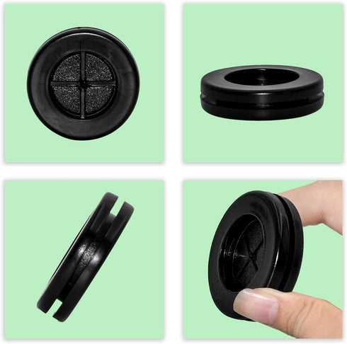 Flyshop 25mm Black Rubber Grommet, 20mm ID, Drill Hole Grommets for Wire Protection, 4-Pack