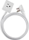 Cordinate Cube Extension Cord, 5 Ft, 3-Outlet Flat Plug, 3 Prong, 2 USB Ports, Braided, Gray/White, 55355