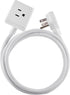 Cordinate Cube Extension Cord, 5 Ft, 3-Outlet Flat Plug, 3 Prong, 2 USB Ports, Braided, Gray/White, 55355