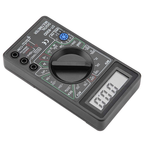 Black DT830D Auto Ranging Digital Multimeter, Continuity Ohm Tester for Transistor and Diode Testing