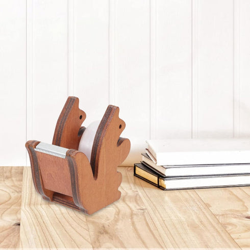 Squirrel Shaped Tape Dispenser, Wooden Desktop Tape Cutter, Cute Animal Tape Roll Stand for Home Office