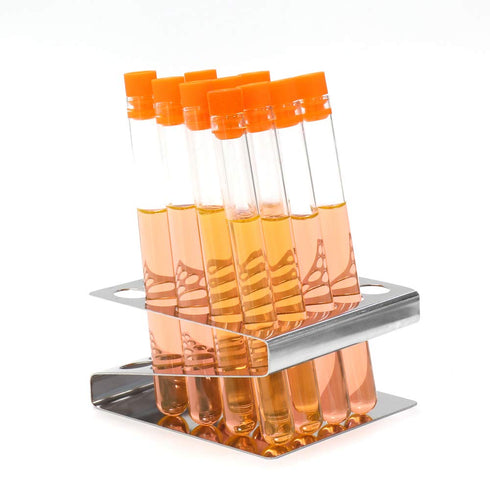 ULAB Scientific Test Tube with Tube Rack, Z Shape Stainless Steel Rack, 10pcs of 16ml Cylindrical Glass Tubes