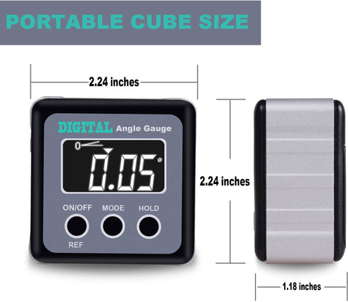 Digital Angle Gauge, eOUTIL Mini Digital Level Protractor with V-Groove Magnetic Base for Woodworking