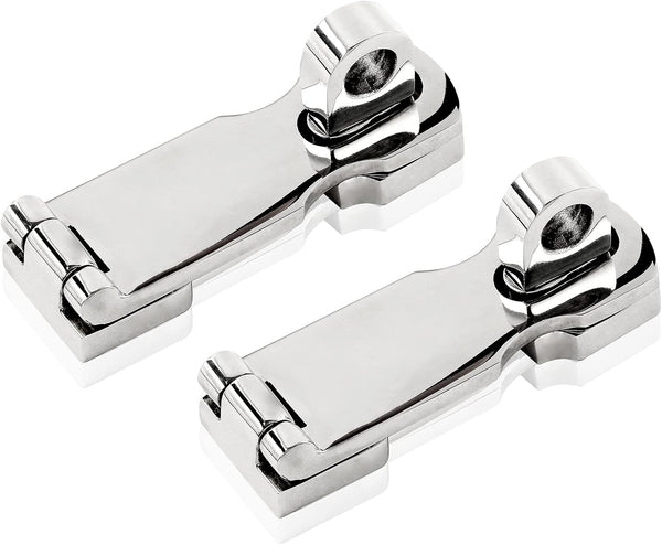 2 Pcs 3 Inch Marine Grade Door Hasp, 316 Stainless Steel Heavy Duty Swivel Safety Hasp with Padlock Eye Mount
