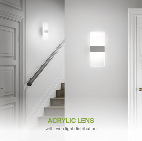 12 Inch 12W 2700K-5000K Dimmable ASD Indoor LED Wall Sconce - Brushed Nickel Wall Sconce Lights for Living Room