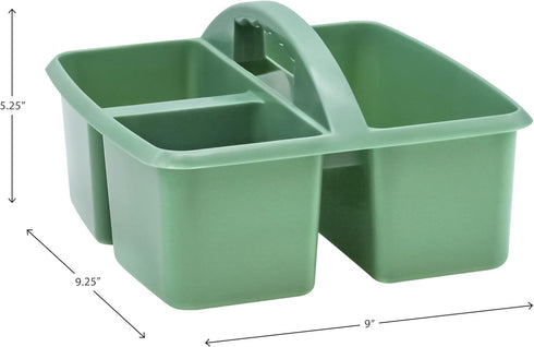 Teacher Created Resources Eucalyptus Green Portable Plastic Storage Caddy 6-Pack, 3 Compartments for Organization