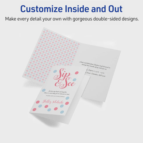 5.5" 8.5", 30 (8316) Avery Printable Half-Fold Greeting Cards, Envelopes Included, x Matte White, Inkjet Printer