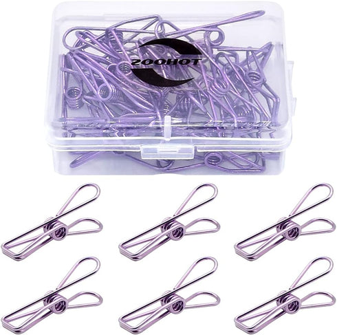 Pack of 25 Purple Small Metal Wire Clips, Multi-Purpose Utility Clips
