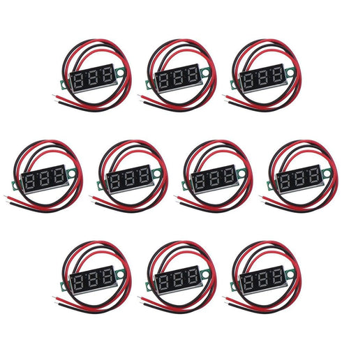 10pcs 0.28-inch Small DC Voltage Meter,Reverse Connection Protection LED Panel Display Voltage Tester,Adjustable Digital Voltmeter with Two Wires
