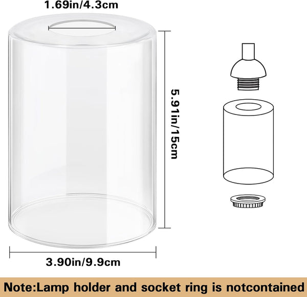 1PCS L3.9" H5.91" Round Glass Lamp Shade, x Clear Glass Lamp Shade Cover for Vanity Light Fixtures Floor Lamp