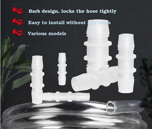 30Pcs Hose Barb Fittings Kit, Pipe Connector Joint Splicer for Aquarium Gas Liquid Air, 10 Sizes for Hose ID
