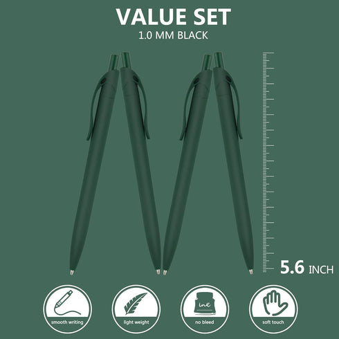 deegtran Pens Bulk, 200 Pack No Bleed Green Barrel Click Pens, Wholesale Retractable Ballpoint Pens, Medium Point,