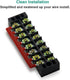 MILAPEAK 8pcs (4 Sets) 8 Positions Dual Row Screw Terminal Strip Blocks with Cover (Black & Red)