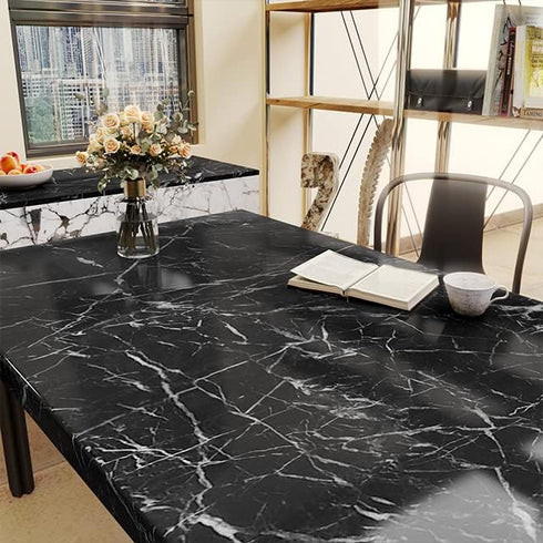 YENHOME Black Marble Contact Paper for Countertops Black Marble Wallpaper Peel and Stick Countertops Contact Paper 17.7"X118" Glossy Marble Peel and Stick Wallpaper for Bathroom Counter Top Covers by YENHOME