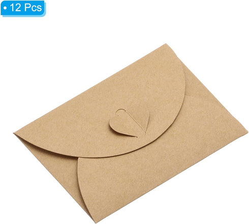 PATIKIL Gift Card Envelopes, 12 Pack Heart Shaped Clasp Mini Envelope for Birthdays, Weddings, Coffee