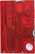 Red Outdoor Survival Multi Tool Card, Barbecue Knife, Camping Tool with LED Light, Magnifier, EDC Gear