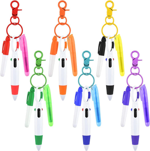 WXJ13 24 Pieces Mini Highlighter Nurse Pen Pack, 6 Tip Highlighter, 6 Retractable Ball Pen, 6 Permanent Marker,