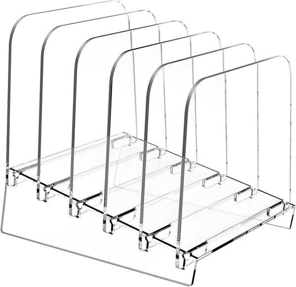 File Holder File Sorter, Vertical Desk Organizer Stand, Acrylic File Rack with 5 Sections for Office, Home