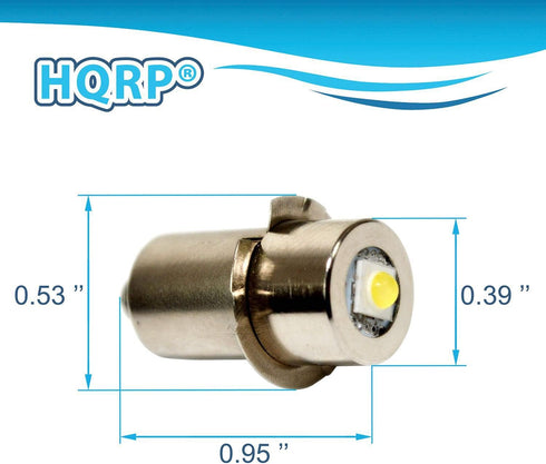 HQRP 2-Pack 3W 6-24V P13.5s Upgrade Bulbs - Compatible with DeWalt Power Tool Flashlights, 6V to 24V