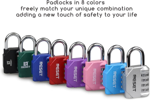 RESET-060 4 Digit Combination Lock | Outdoor Padlock for School Gym Sports Locker, Toolbox, Gate, Black