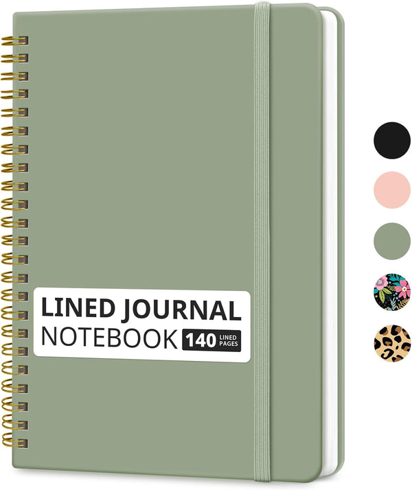 Lined Spiral Journal Notebook for Women & Men, 140 Pages, College Ruled Hardcover for Work & Note Taking