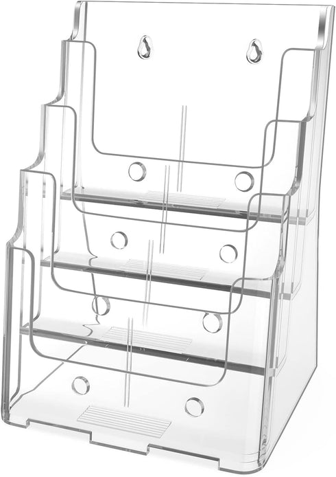 MaxGear Acrylic Brochure Holder 8.5 x 11 inch, 4 Tier Clear Literature Organizer with Removable Divider
