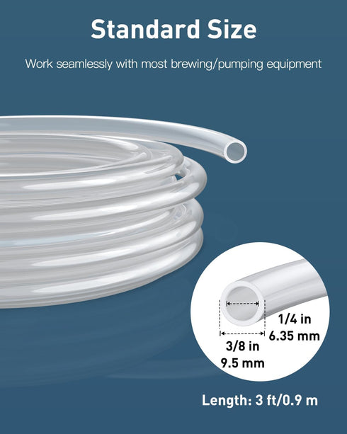 3 1/4" 3/8" Pawfly ft Food Grade Silicone Tubing, ID x OD, High Temp Pure Silicone Hose for Home Brewing Winemaking