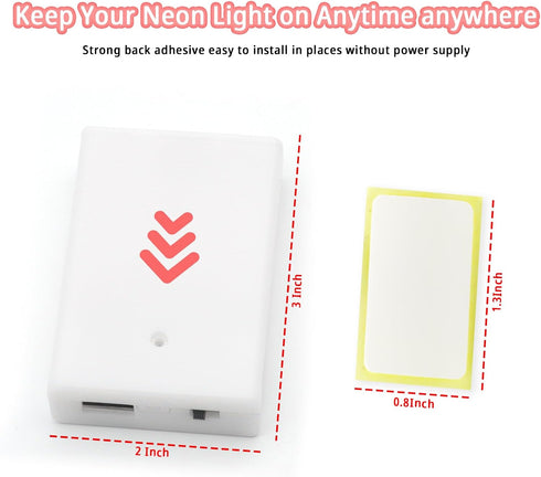 Pack 4.5V Pack Battery for Neon Signs, Output, White, LED Neon Battery with Strong Adhesive, Portable Power for Outdoor