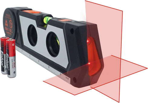 Laser Level Line Tool, 4 in 1 Multipurpose Standard Cross Line Laser Level, 10ft/3M Measure Tape Ruler, 3 Mode Laser Line,3 leveling bubble and Ruler Base for Picture Hanging, Home Renovation