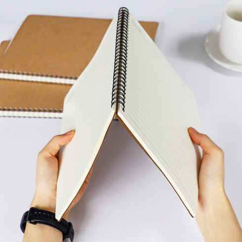 EUSOAR Spiral Notebook, B5 3 Pack, 7.3"x10.2", 120 Pages, Hardcover Kraft Lined College Ruled Notebooks