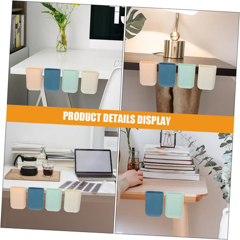 8pcs SHOWERORO Desktop Storage Box Rolling Cart Cup Holder Hanging Organizer Cups Desk Space Storage Bins Portable Bin