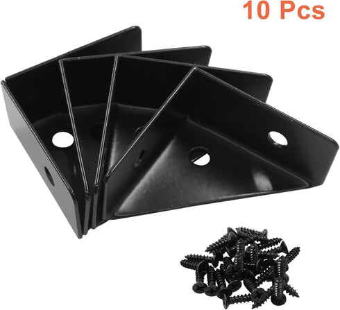 Zorfeter 10Pcs 38mm 38mm x Black Corner Brace Brackets, Metal Triangle Corner Shelf, Cold Rolled Steel Support Bracket