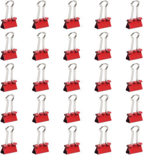 JAM PAPER Small Colorful Binder Clips, 3/4 Inch (19 mm), Red, 25/Pack