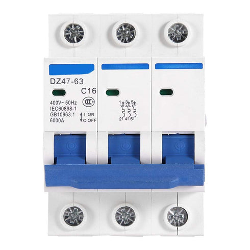 YWBL-WH 3 Pole Miniature Circuit Breaker, DZ47-63 AC 400V, 6/10/16/20A (16A)