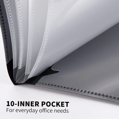 Cesil 10-Pocket File Folder, Letter A4 Project Organizer Folders with Snap Button, Plastic Document Organizer