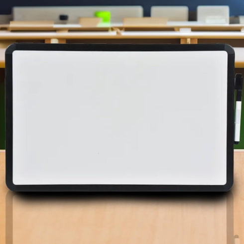 School Smart Dry Erase Board, 11 x 17 Inches, Black Frame with Marker