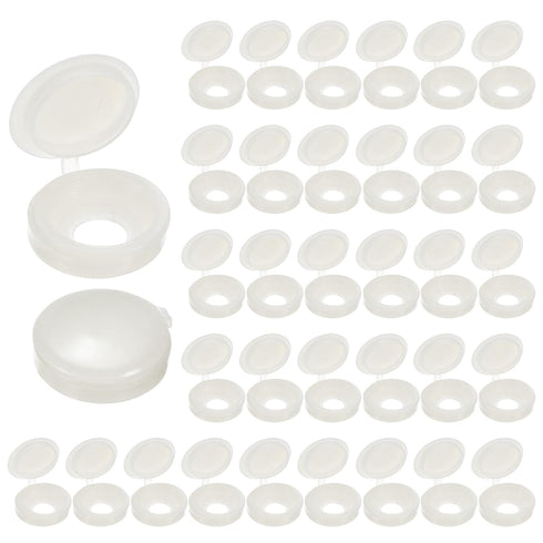 M METERXITY 100-Pack 5mm M3 M4 M5 Plastic Hinged Screw Cover Caps, Shutter Screws with Caps, Fold Snap Washer Covers