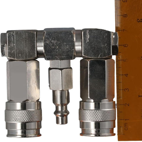 2 Way Air Hose Splitter: 3 in 1 Quick Connect Swivel 360 Air Connector for Pneumatic Tools