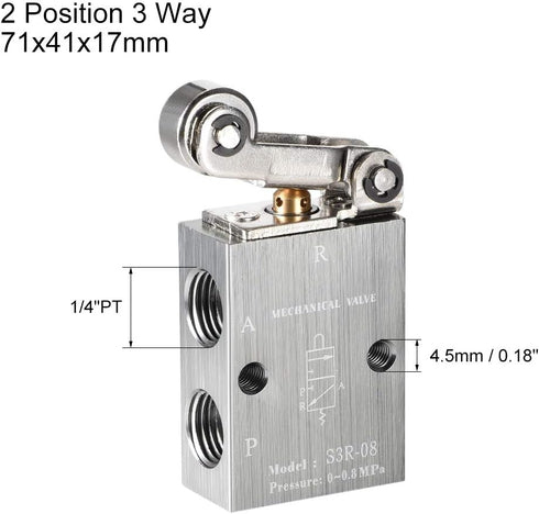 uxcell 2 Position 3 Way 1/4" PT Manual Hand Pull Pneumatic Solenoid Mechanical Valve,S3R-08