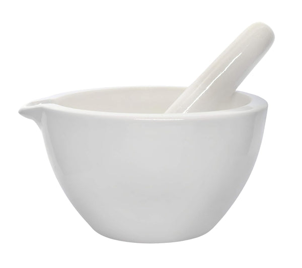 EISCO Porcelain Mortar & Pestle Set, 30oz Unglazed Grinding Surface for Kitchen or Laboratory