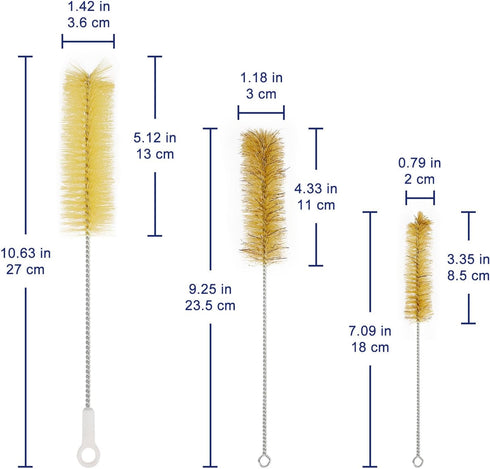 Test Tube Brushes, 10 Pack Bristle Cleaning Brushes for Laboratory Use, Size L with Radial Tufted End