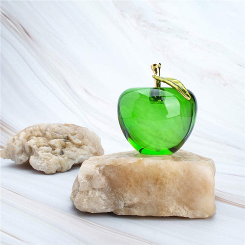 H&D Glaze Crystal Apple Paperweight Craft Decoration, Green