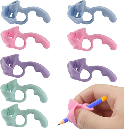 Kyuionty 8 Pcs Silicone Pencil Grips for Kids Handwriting, Multicolor Aid Pencil Holder Teaching Supplies for Toddlers