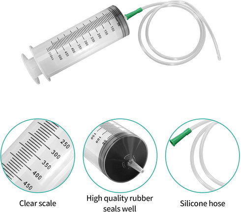550ml Large Plastic Syringe with 40 Inches Tubing for Scientific Labs, Liquid, Plant Irrigation, Feeding Pets