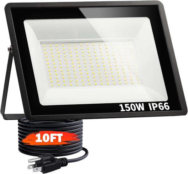 MATAHARAGA 150W Flood Lights Outdoor, 21000lm Bright LED Work Light with 10ft Plug,