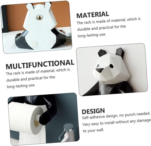 Panda-Themed Wall-Mounted Tissue Rack - Easy Installation