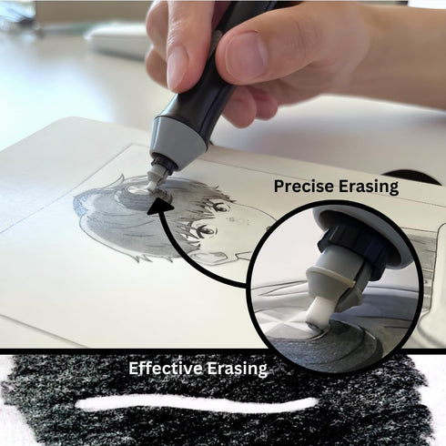 Electric Erasers - Battery Operated Automatic Portable Plastic Pen with 22 Replaceable Rubber Refills for Art, Sketch,