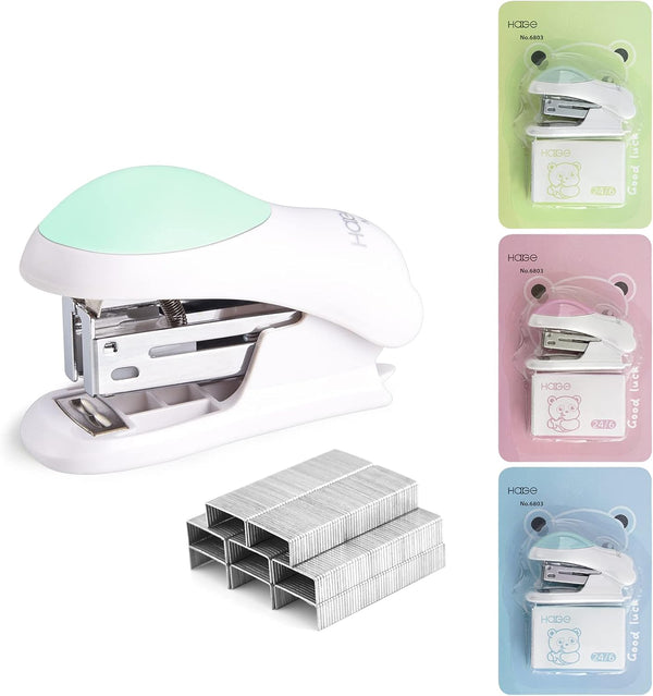 NEBURORA Mini Effortless Desktop Staplers, 400 Standard 26/6 Staples, 2-24 Sheet Capacity, Built-in Staple Remover,