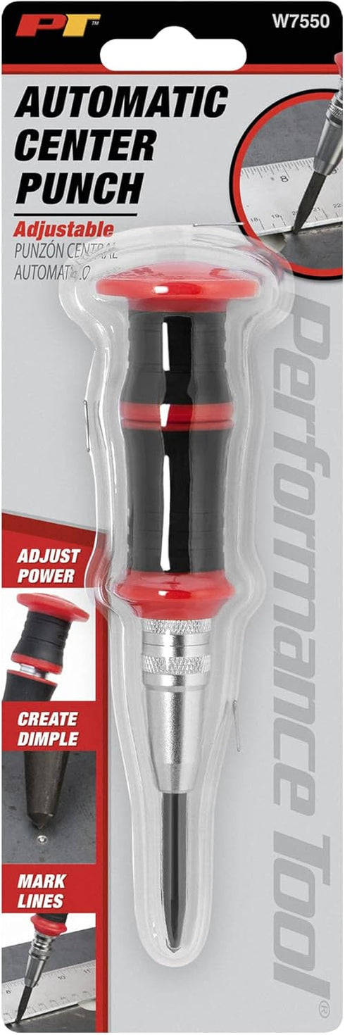 Performance Tool W7550 Automatic Center Punch HD, Precise and Durable Tool for Marking and Punching Materials